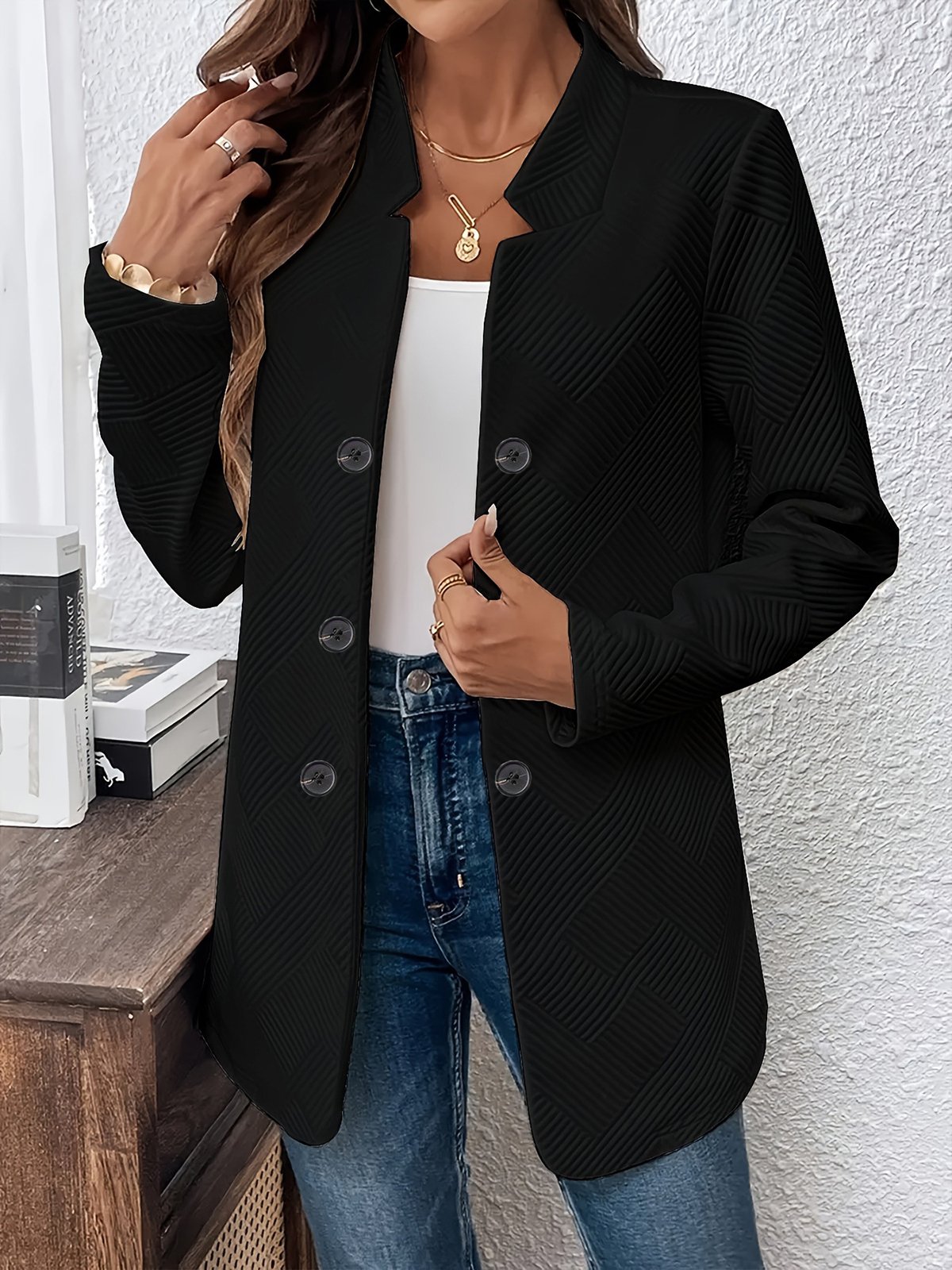 Others Casual Plain Loose Jacket