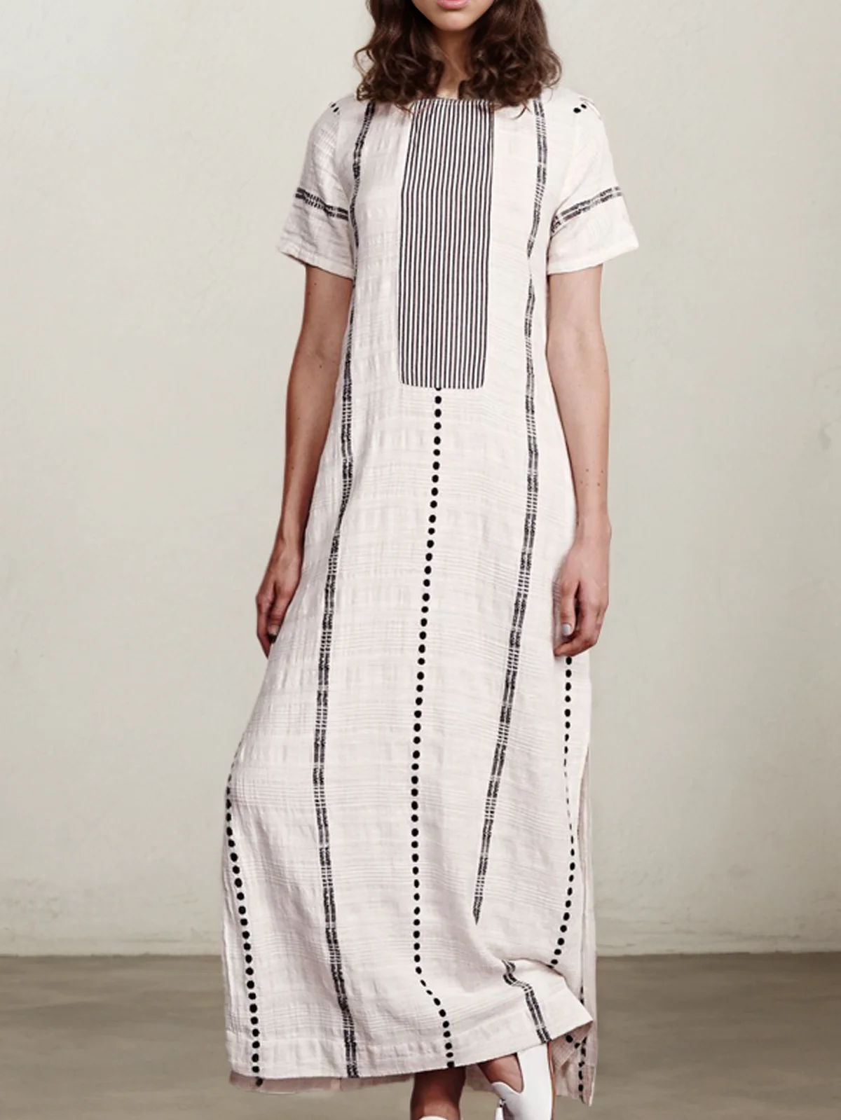 Striped Linen Dress With No