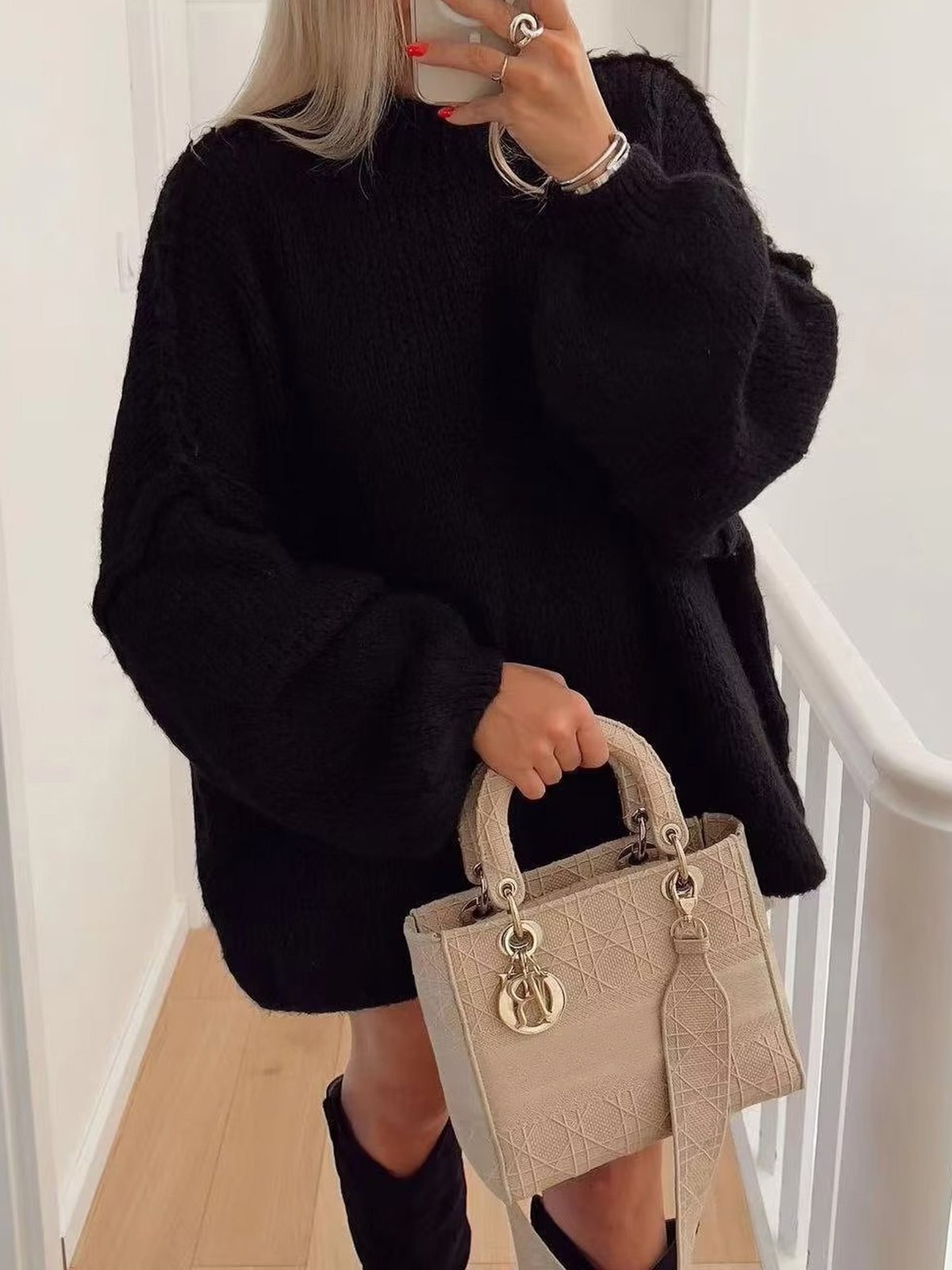 Crew Neck Loose Casual Plain Sweater