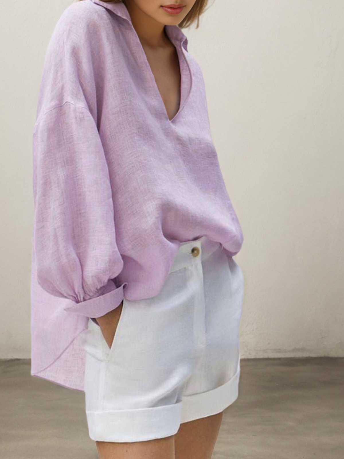 Loose Linen Plain Shirt