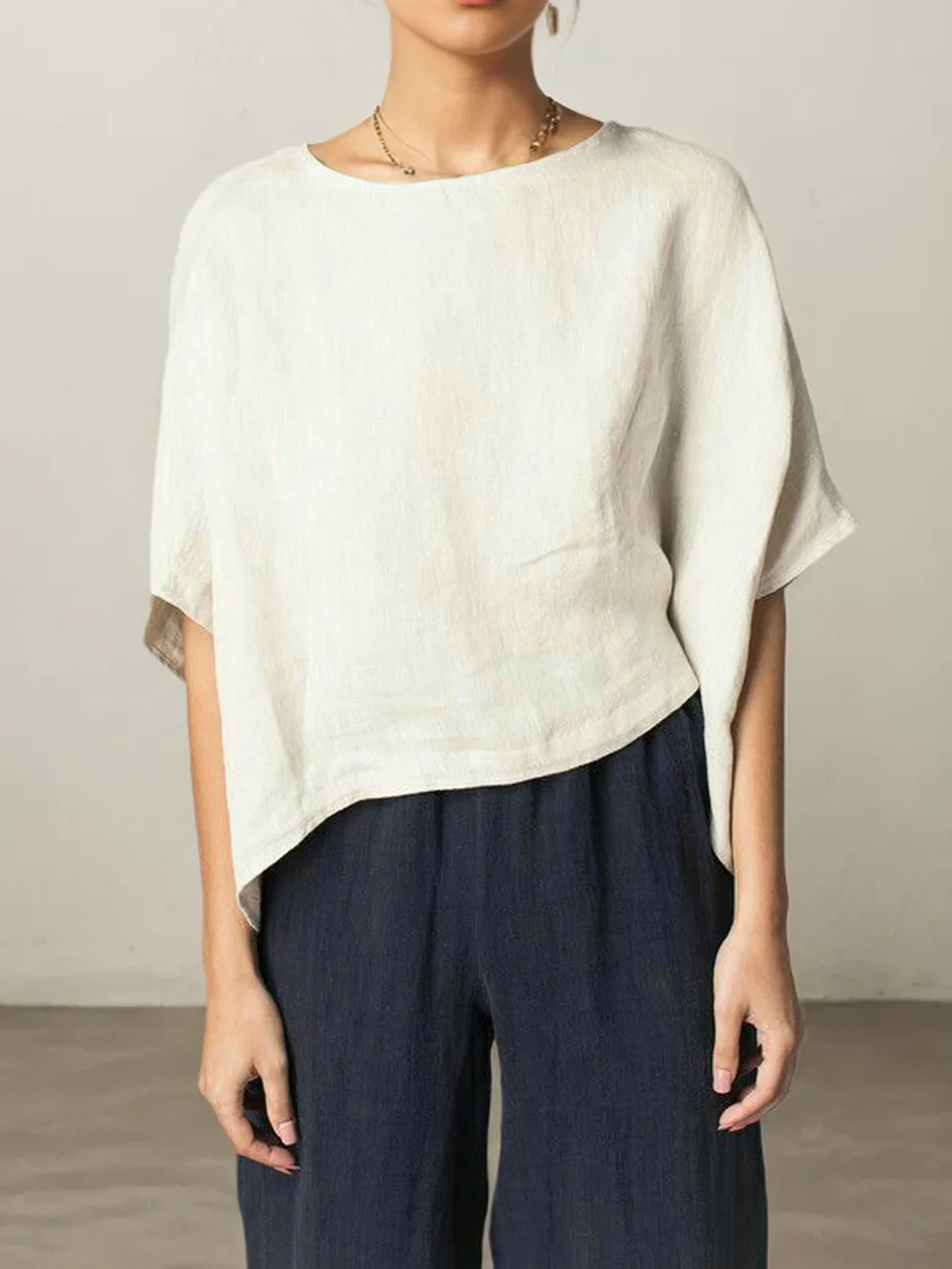 Linen Loose Cotton And Linen Blouse