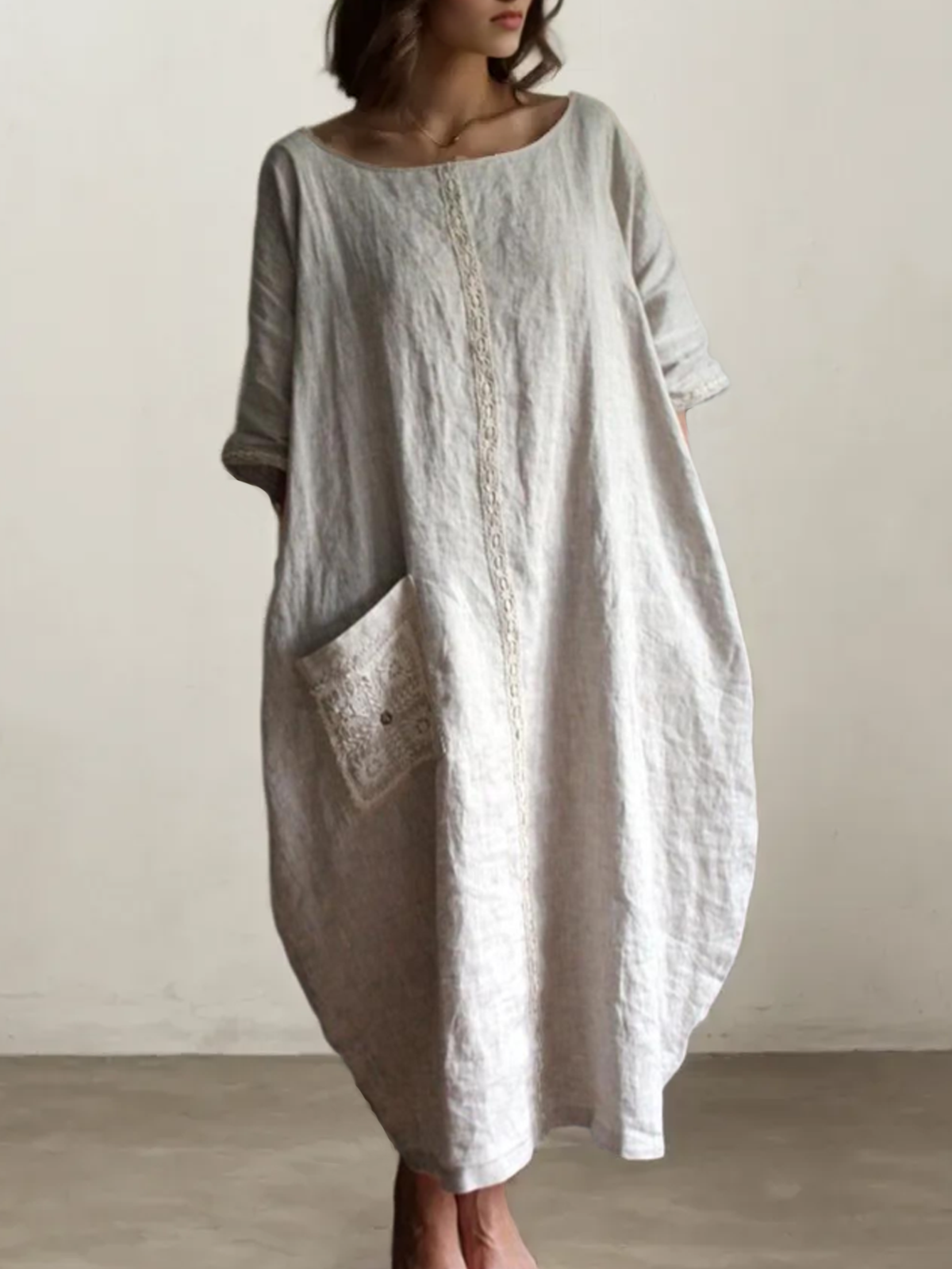 Plain Linen Loose Dress