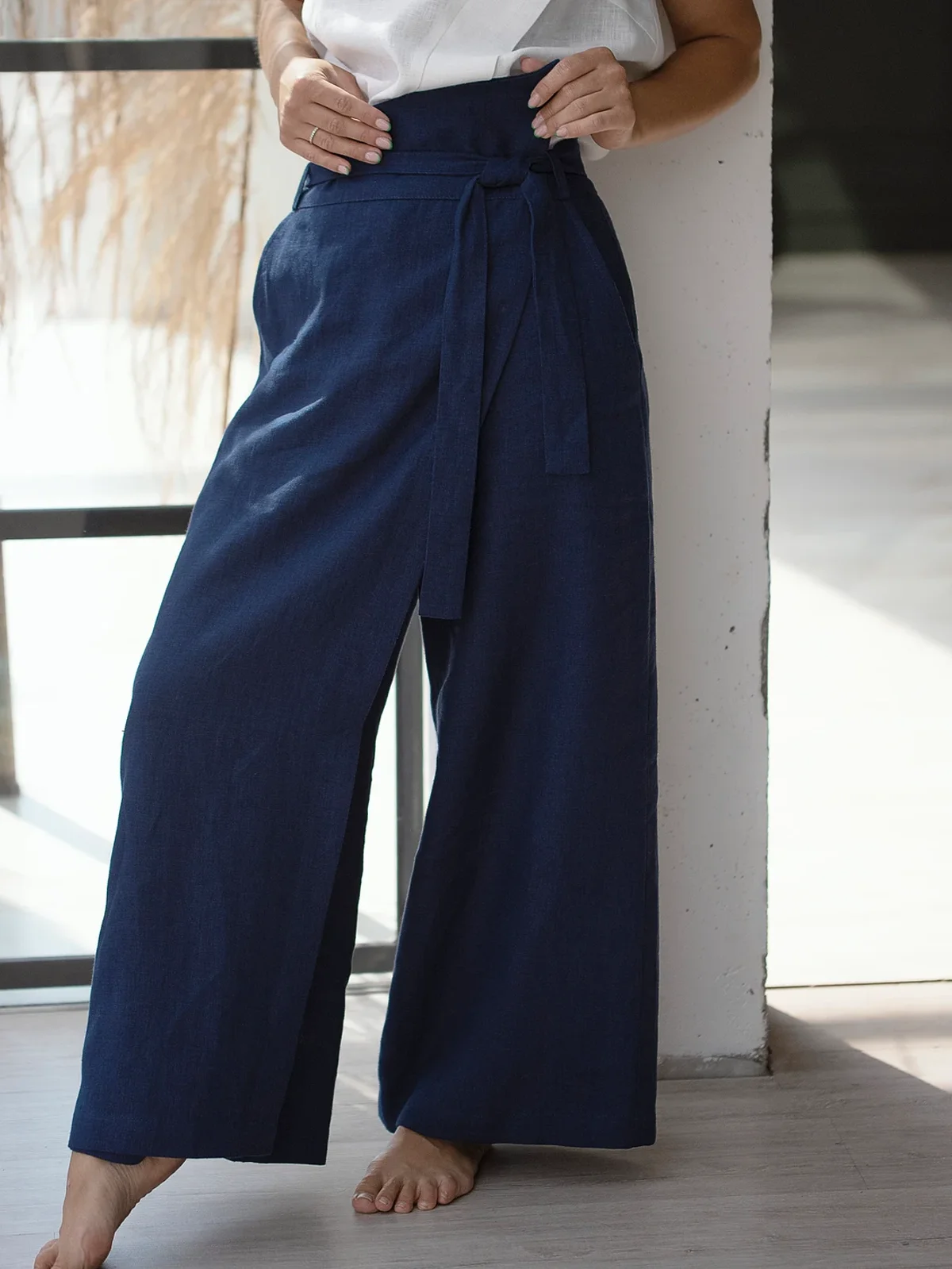 Plain Linen Loose Cotton And Linen Pants