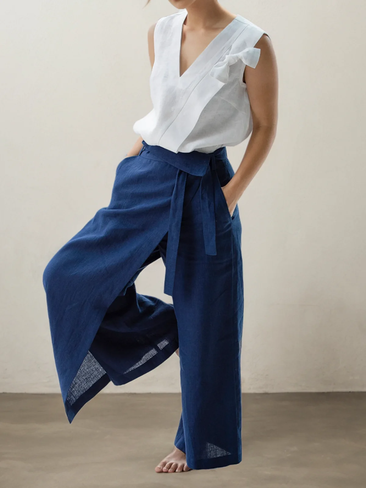 Plain Linen Loose Cotton And Linen Pants