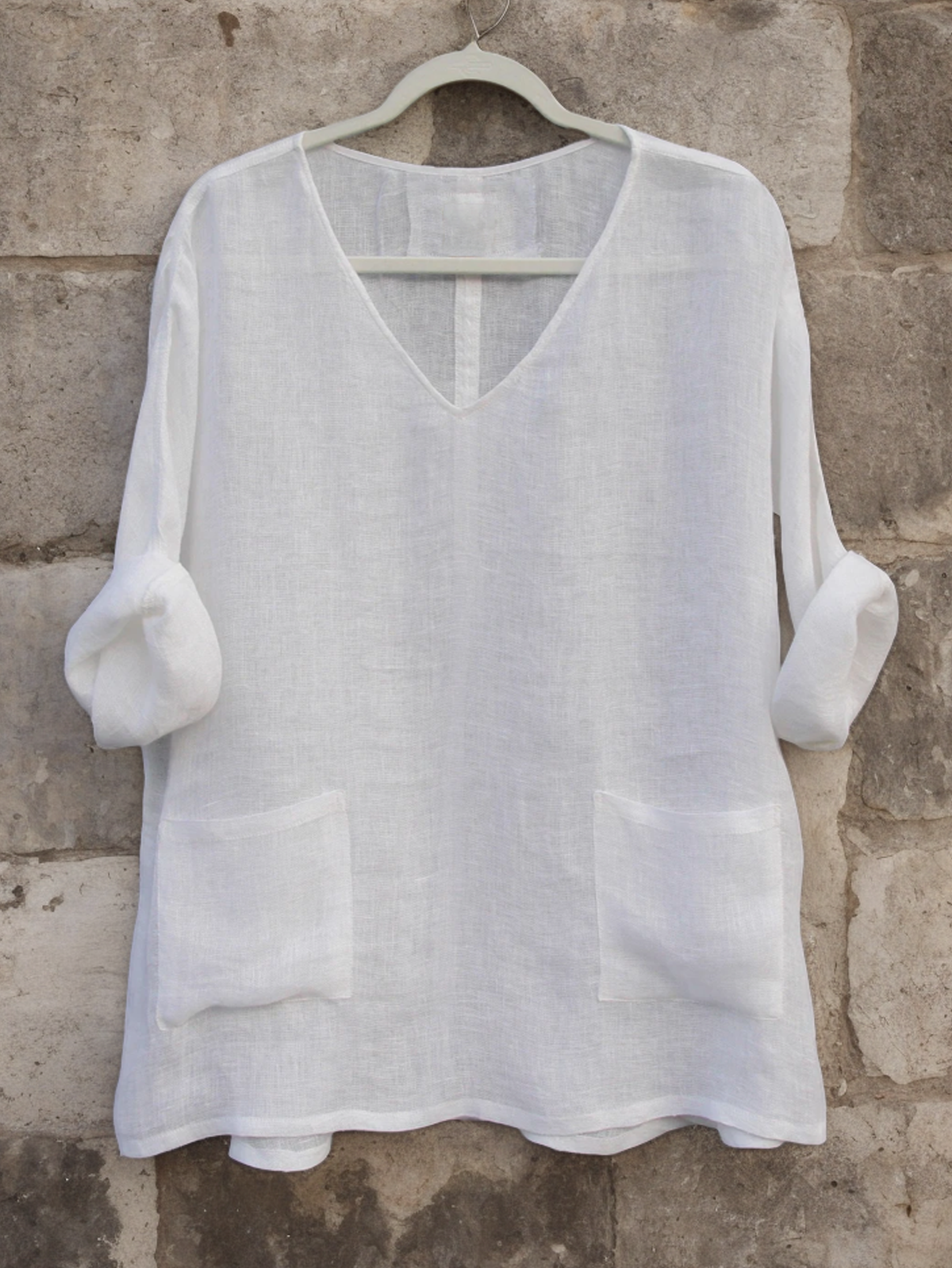 Linen Loose V Neck Blouse