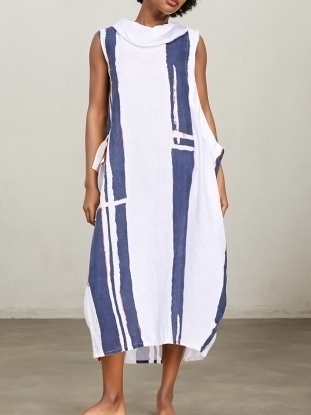 Linen Striped Maxi Dress