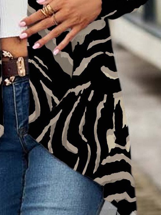 Zebra Print Long Sleeve Shawl Jacket