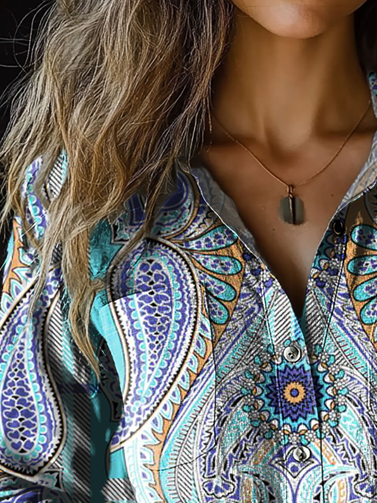 Ethnic Print Long Sleeve Shirt