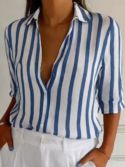 Women's Retro Striped Long Sleeve Shirt