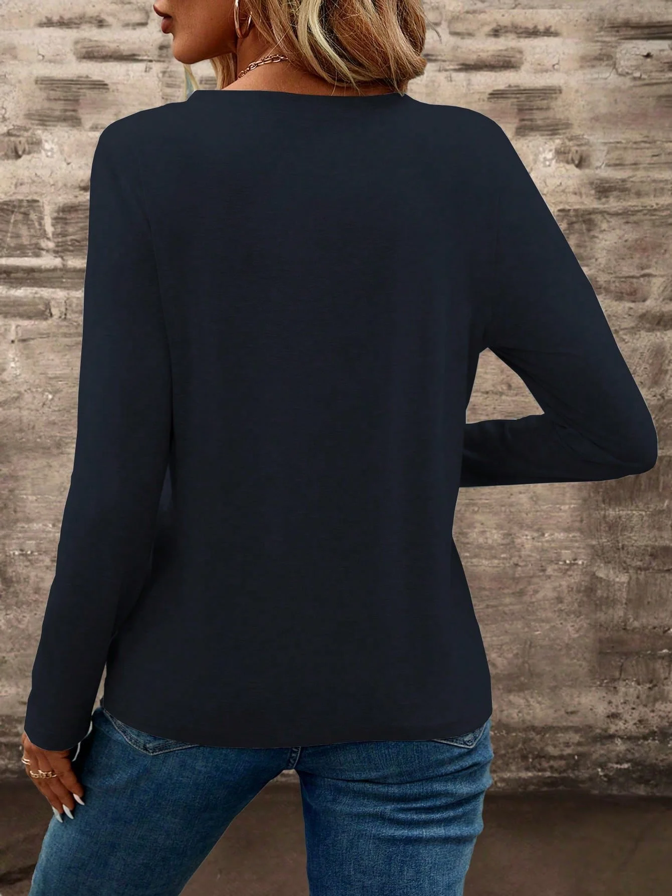 Casual V Neck Long Sleeve T-Shirt