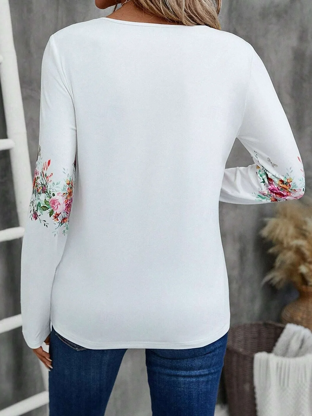 Casual Long Sleeve V Neck T-Shirt