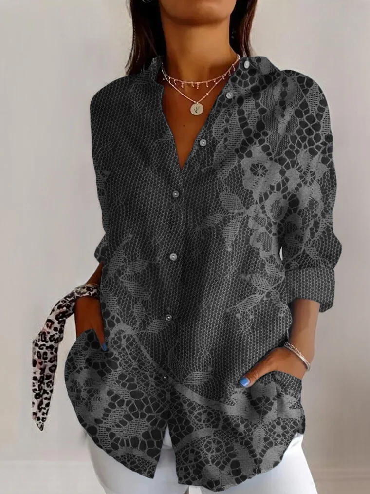 Lace plant flower long sleeved shirt