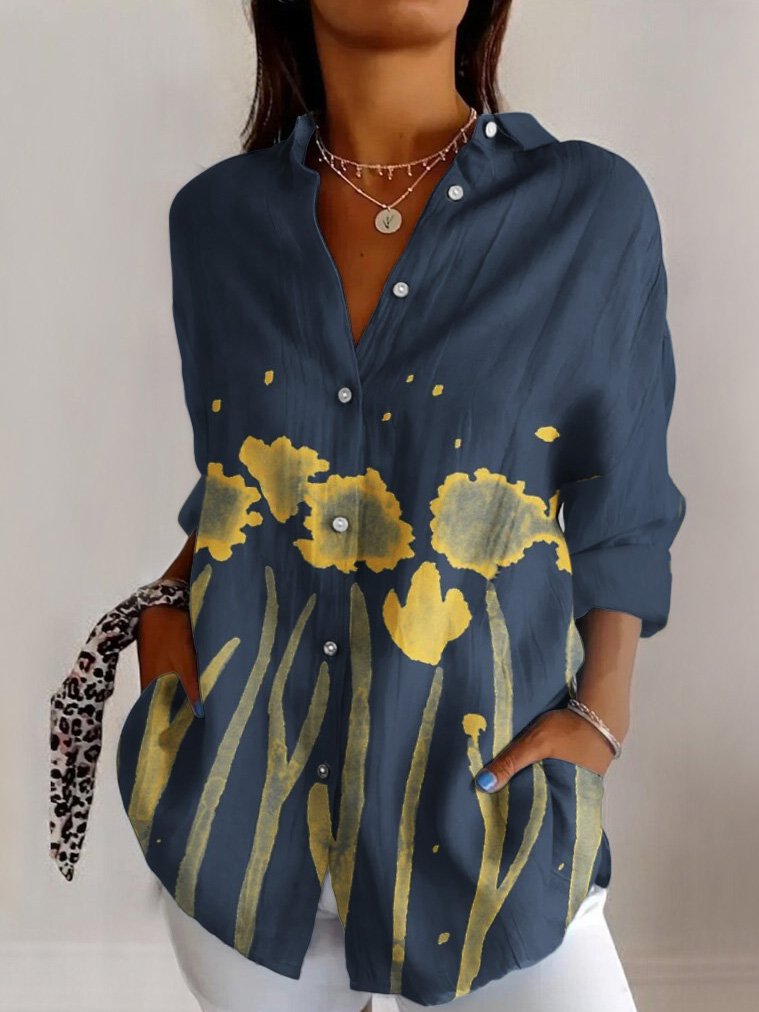 Casual Cotton Floral Shirt