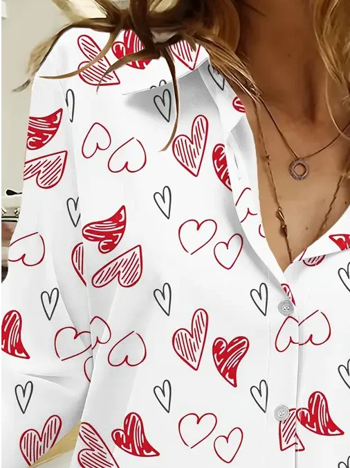 Women's Valentine's Day Love Casual Long Sleeve Shirt