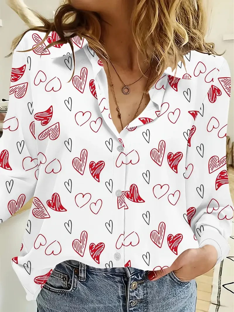 Women's Valentine's Day Love Casual Long Sleeve Shirt