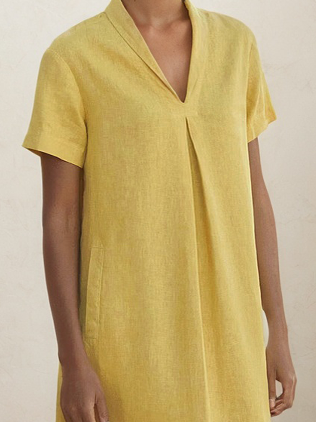 Casual Plain  Shawl Collar linen-cotton Mini Dress