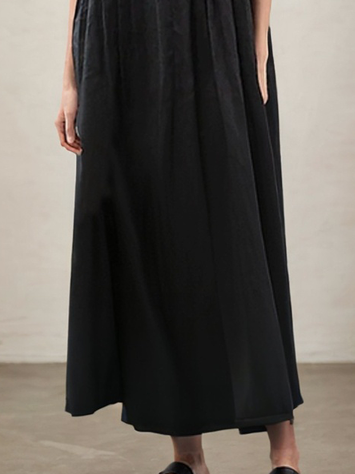 Vacation Plain Lace-up linen-cotton Maxi Dress