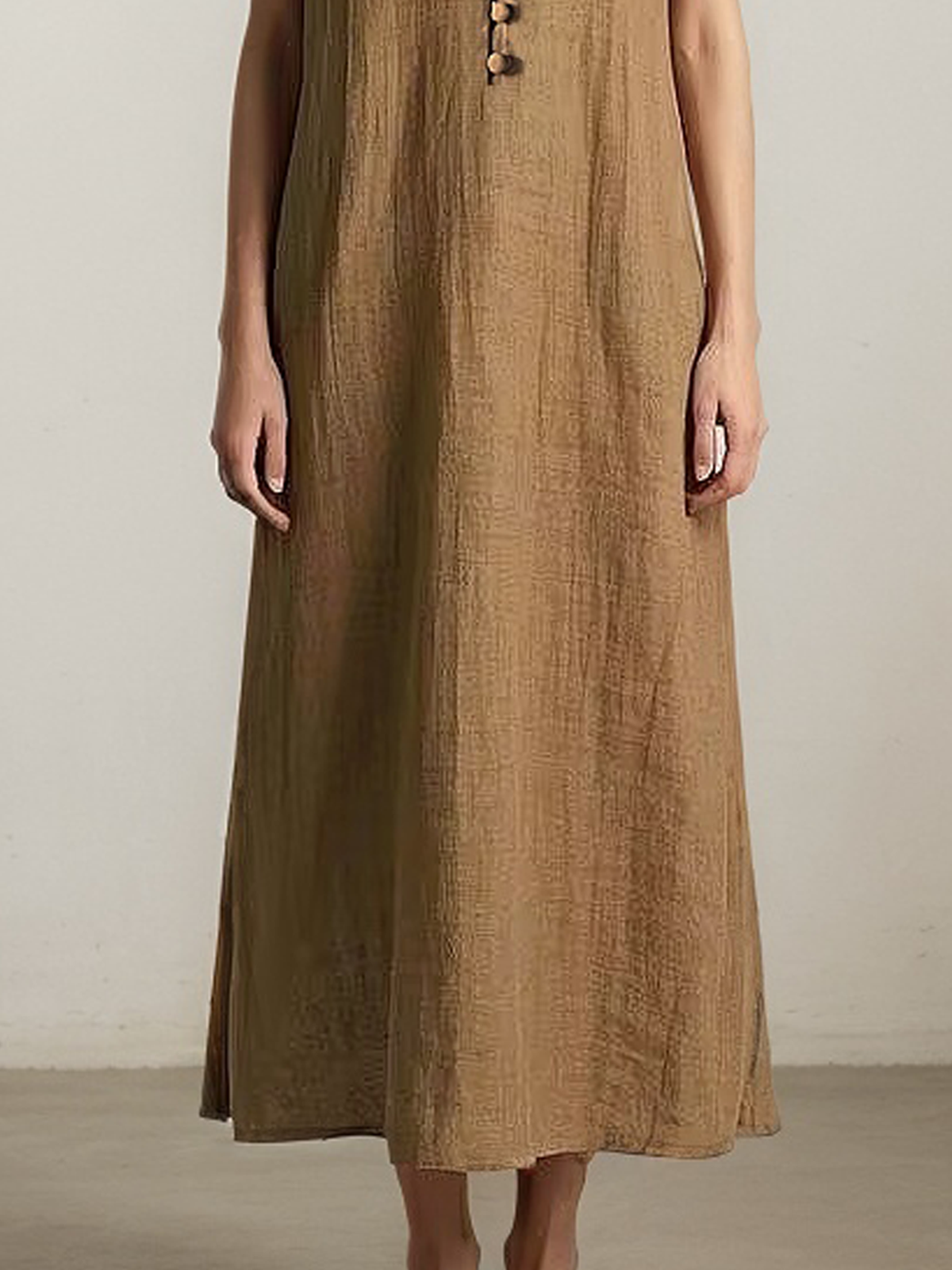 Casual Plain linen-cotton Maxi Dress