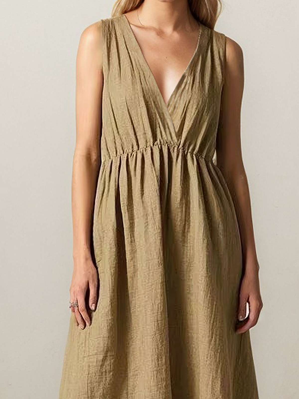 Casual Plain linen-cotton Maxi Dress