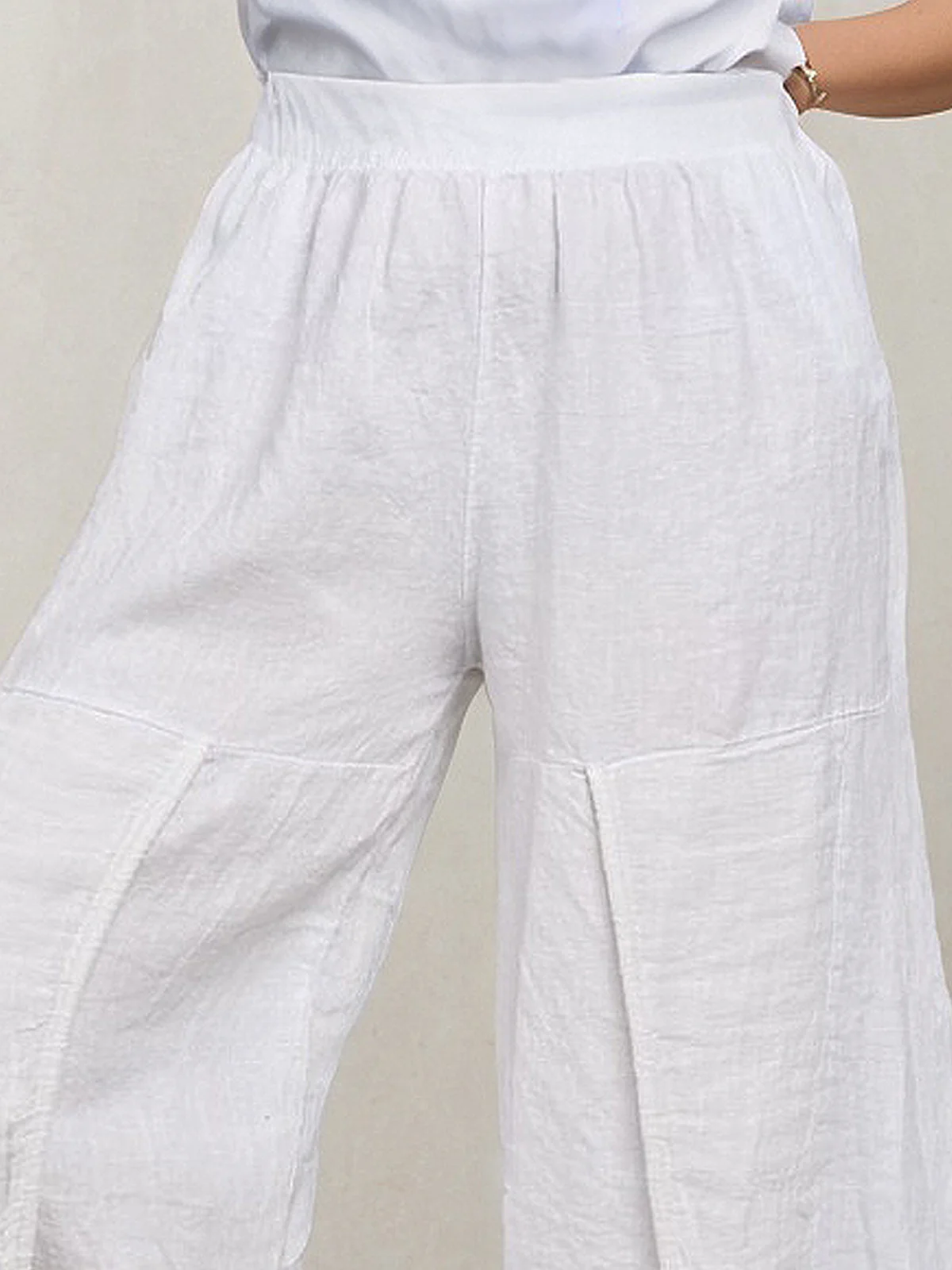 Casual Plain Straight linen-cotton Pants