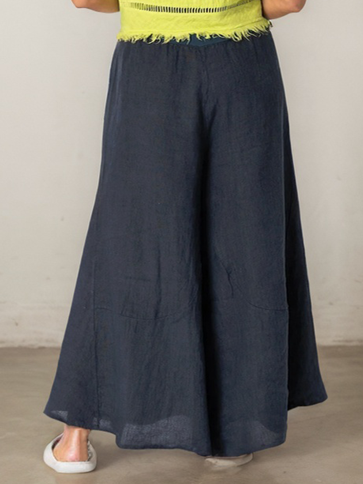 Casual Plain Pocket Stitching Straight linen-cotton Pants