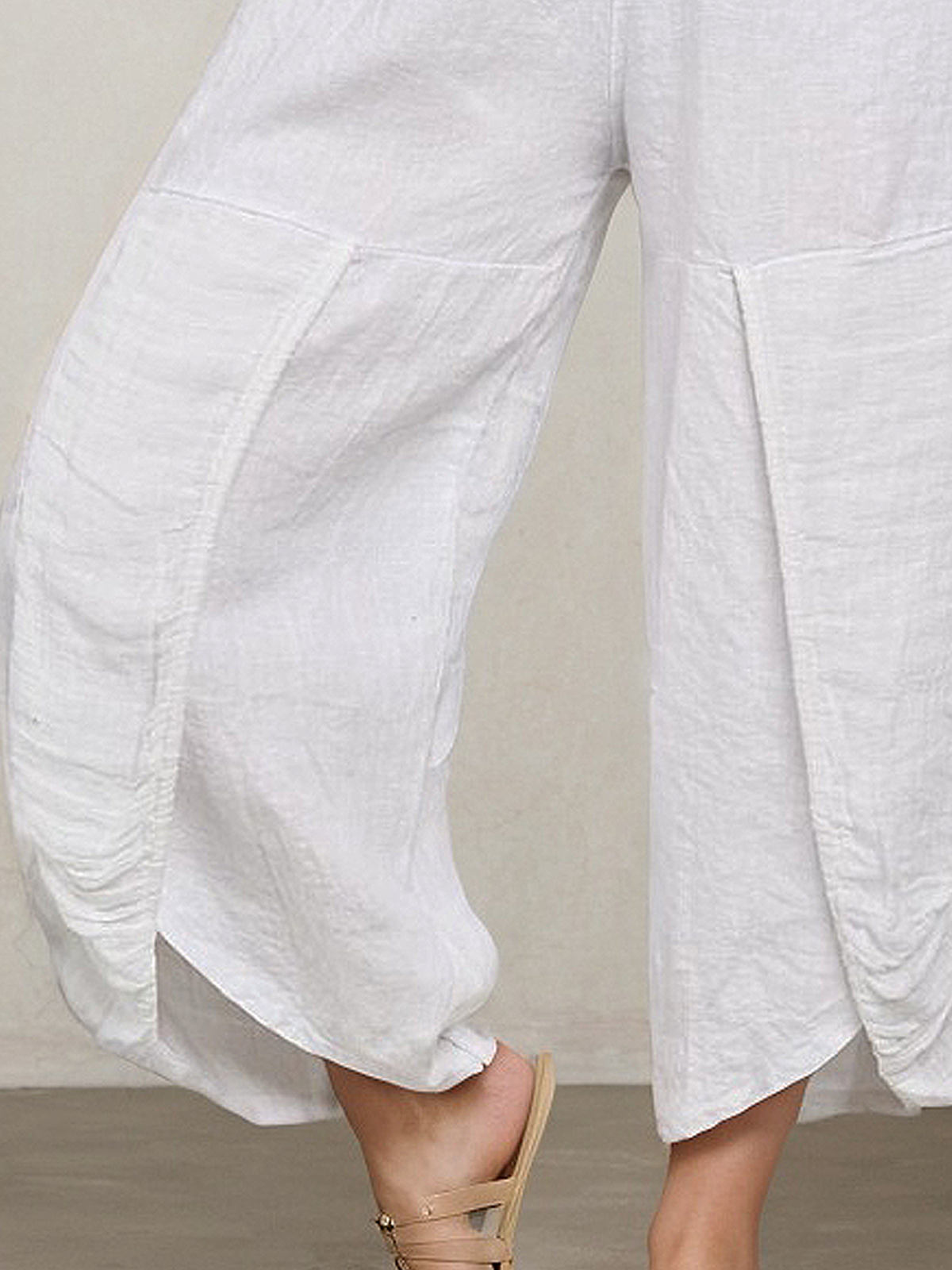 Casual Plain Straight linen-cotton Pants