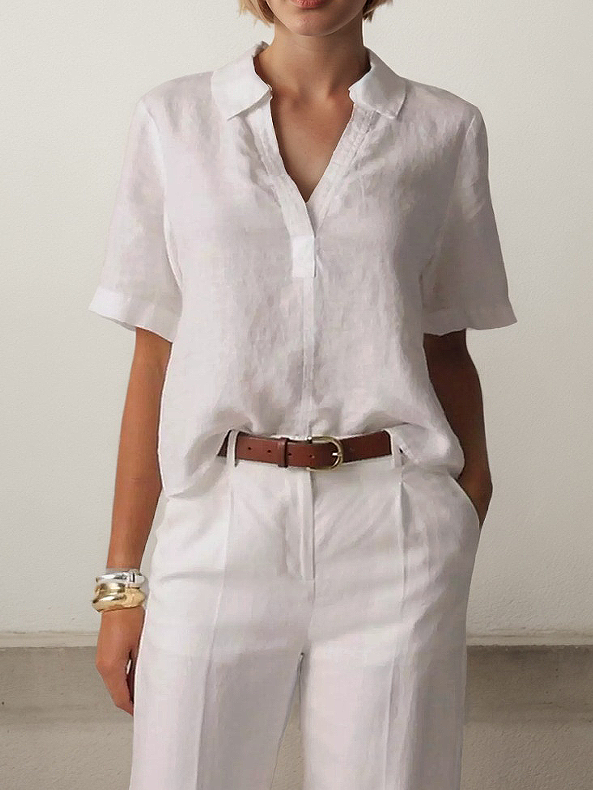 Linen Casual Plain linen-cotton Shirt