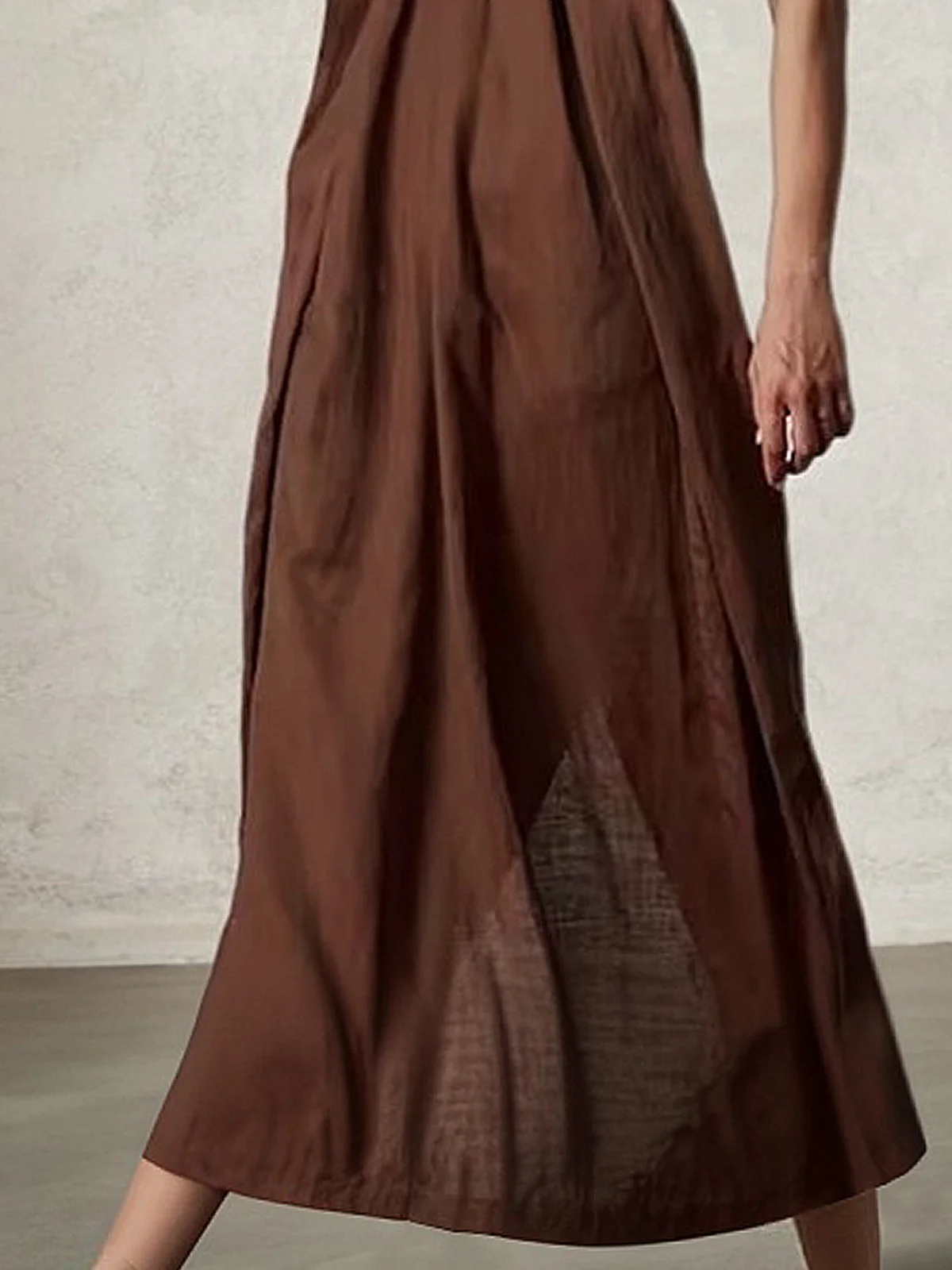 Vacation Plain Square Neck linen-cotton Maxi Dress