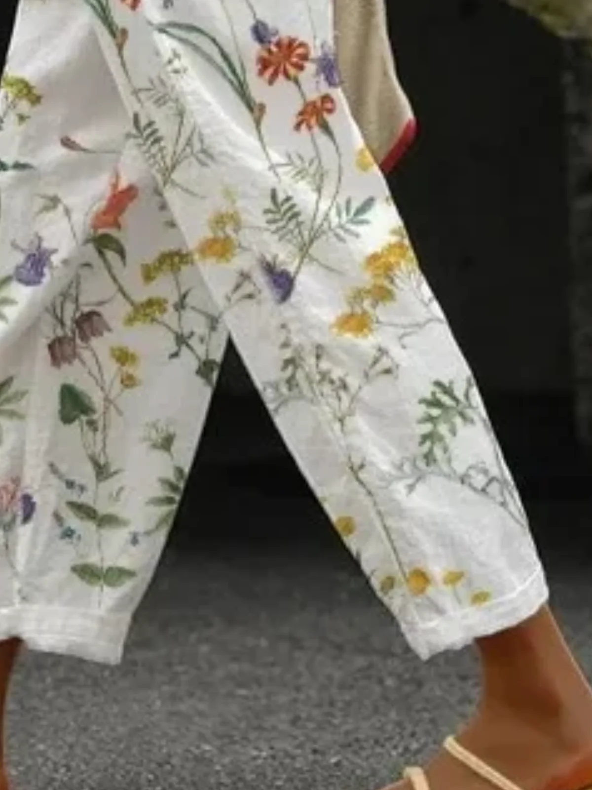 Cotton Floral Casual Pants