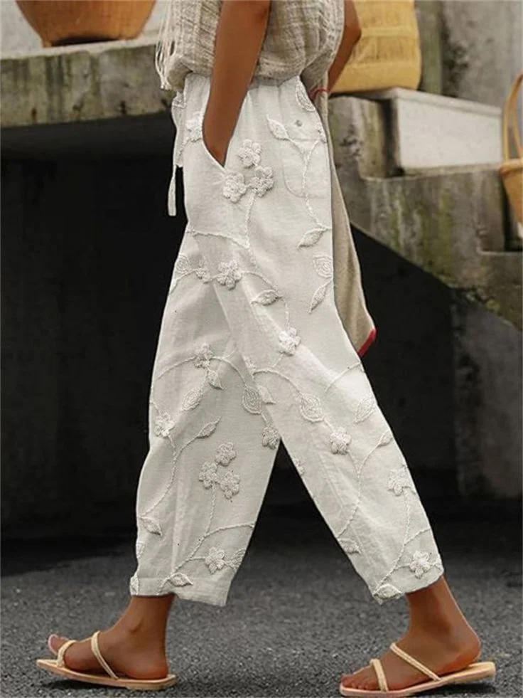 Women's Floral Print Spring Casual Pants