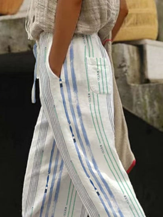 Women's Striped Print Spring Casual Pants