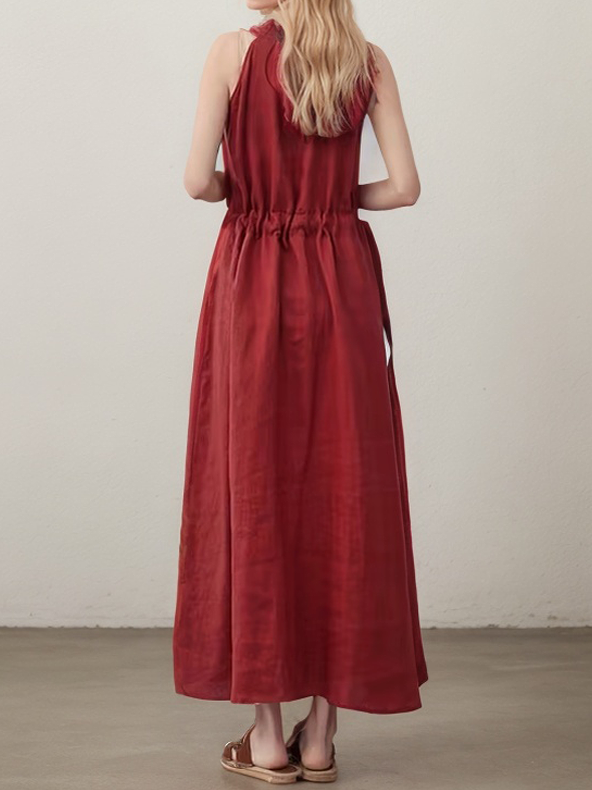 Vacation Plain linen-cotton Maxi Dress