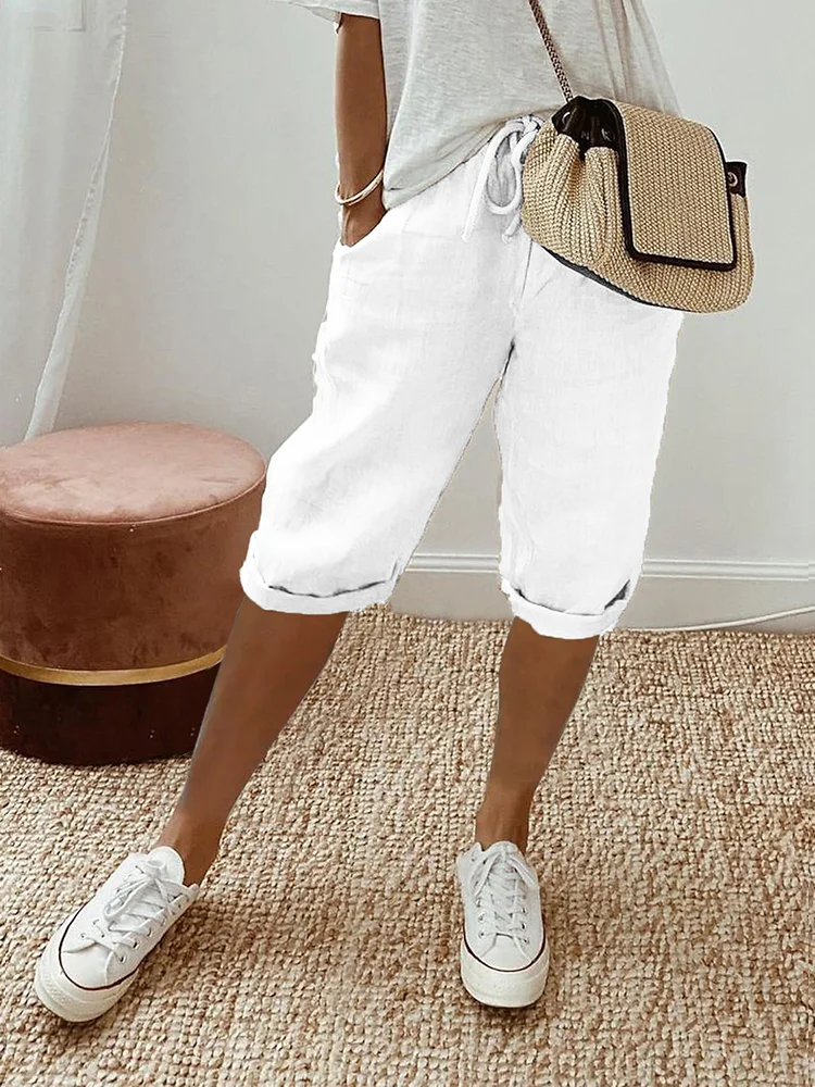 Women's  H-Line Straight Pants Daily Going Out Pants White Casual Printing Plain Summer Pants