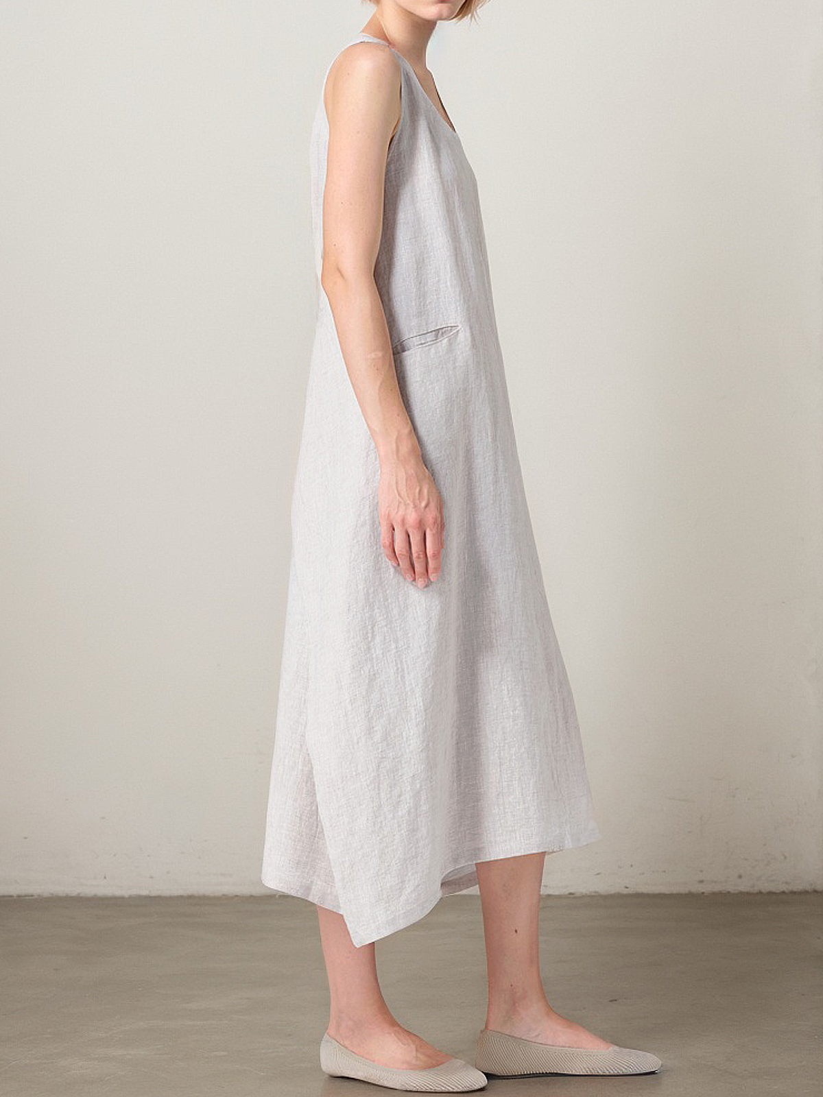 Casual Animal  linen-cotton Midi Dress