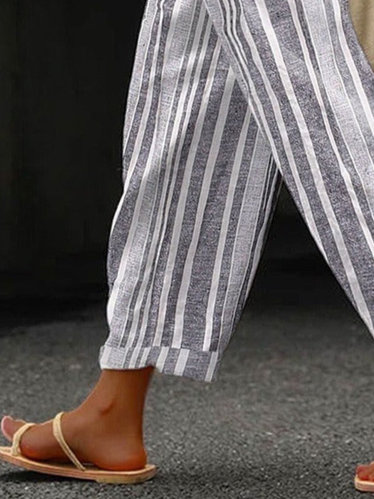 Striped Casual Cotton Regular Fit Pants