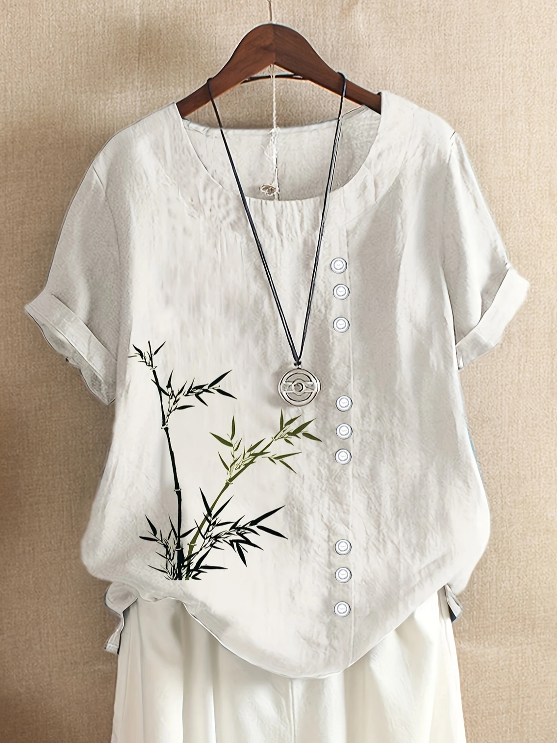 Women's Short Sleeve Shirt Summer White Floral Printing Crew Neck Daily Going Out Casual Top