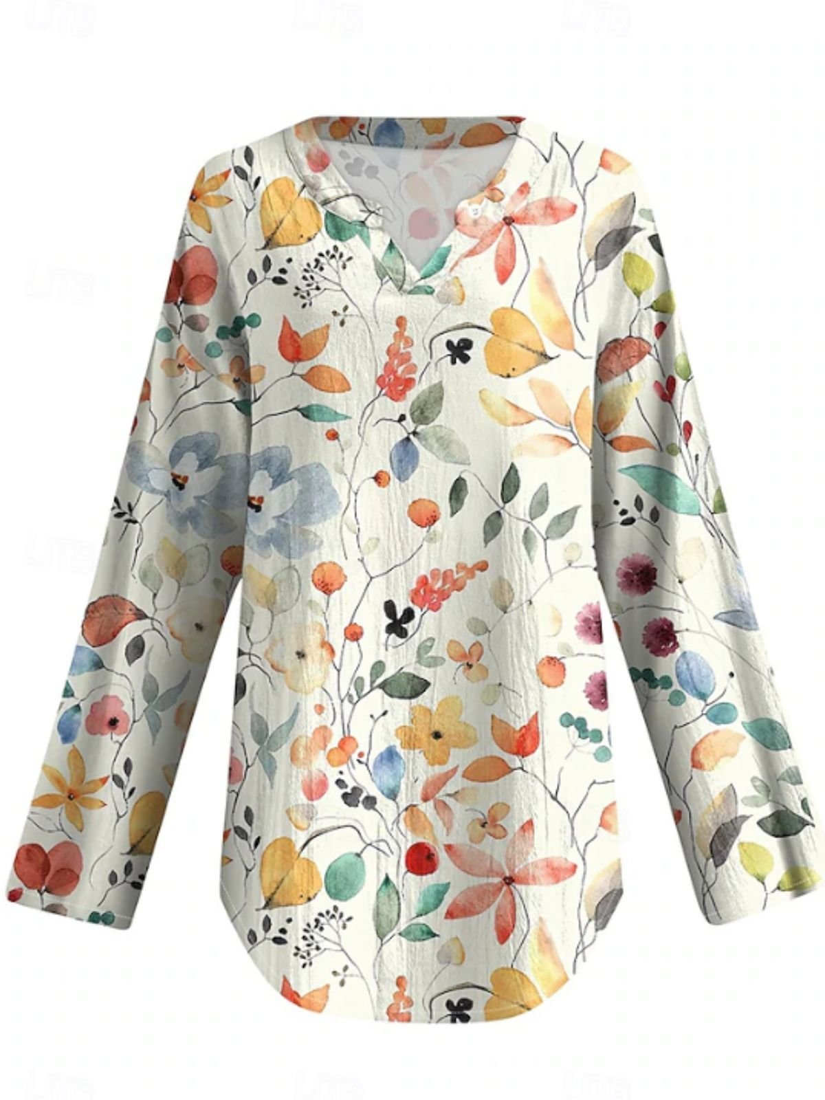 Loose Shawl Collar Plants Elegant Blouse