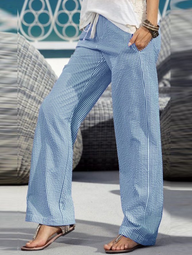 Women's Casual Striped Print Trousers