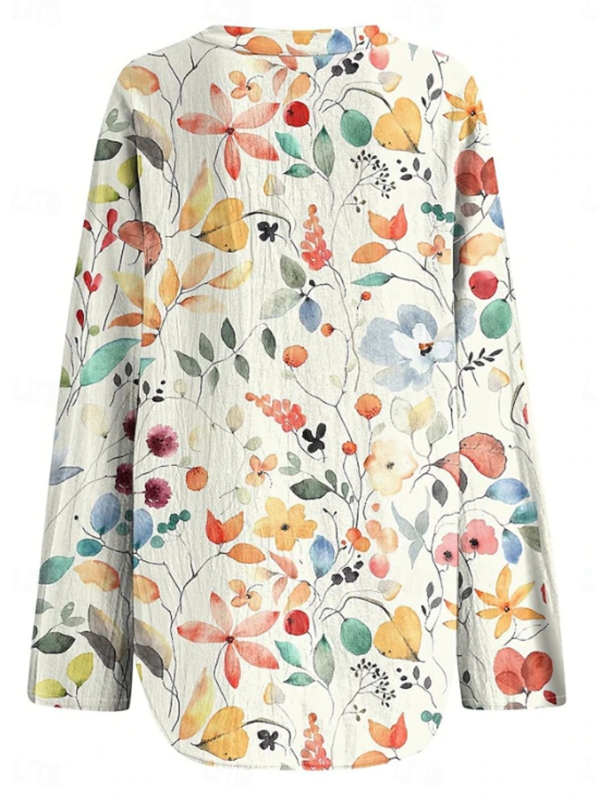 Loose Shawl Collar Plants Elegant Blouse