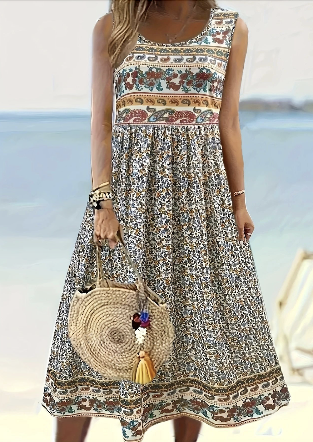 Floral Casual Dress With No