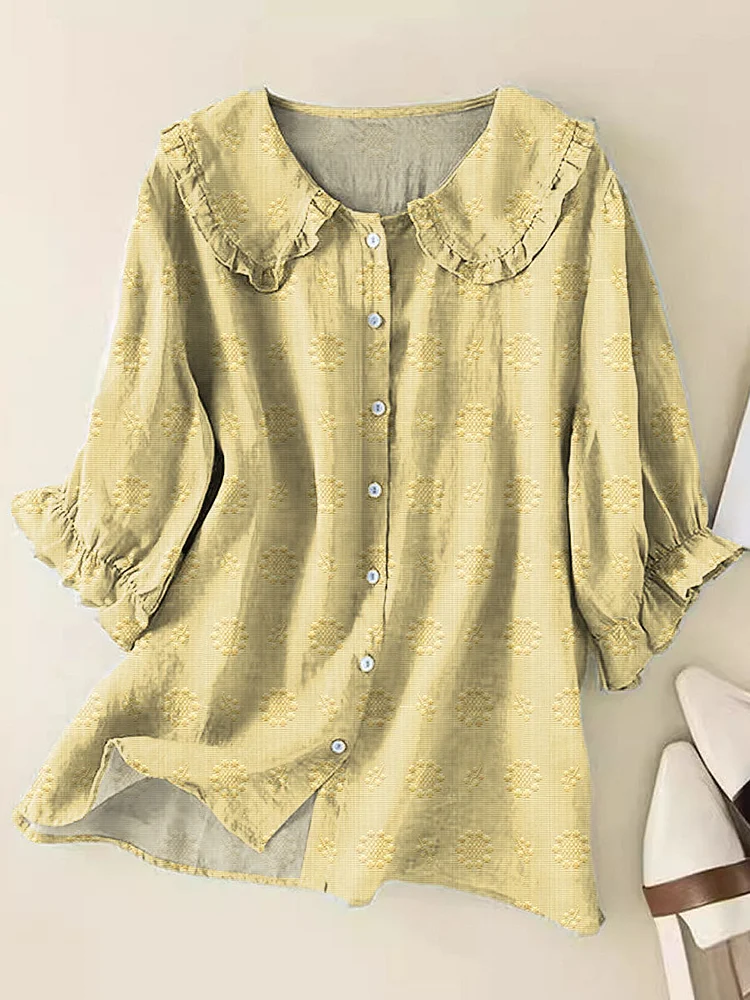 Women's Floral Print Casual Peter Pan Collar Shirt