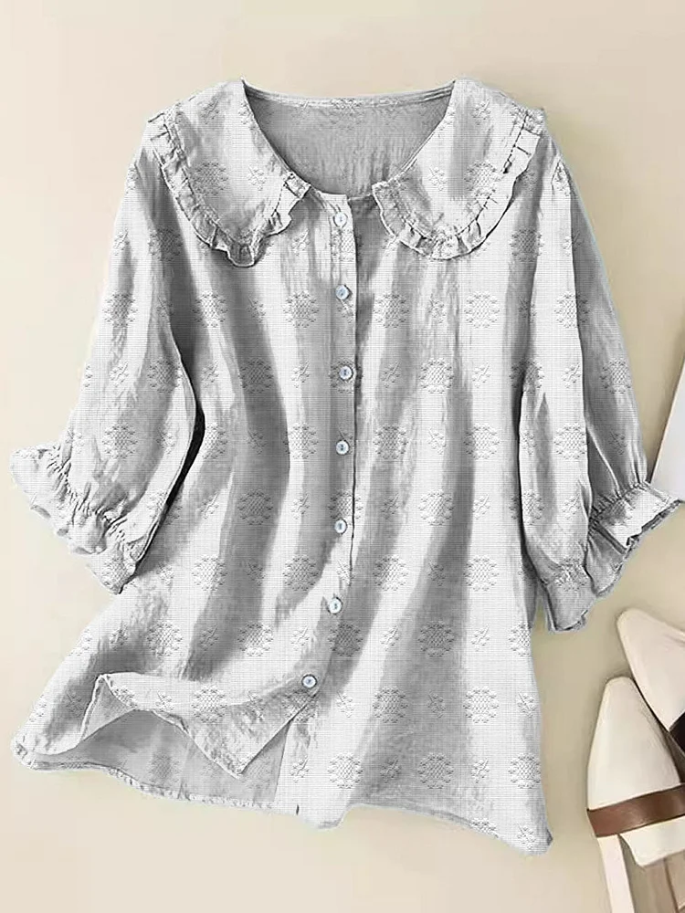 Women's Floral Print Casual Peter Pan Collar Shirt