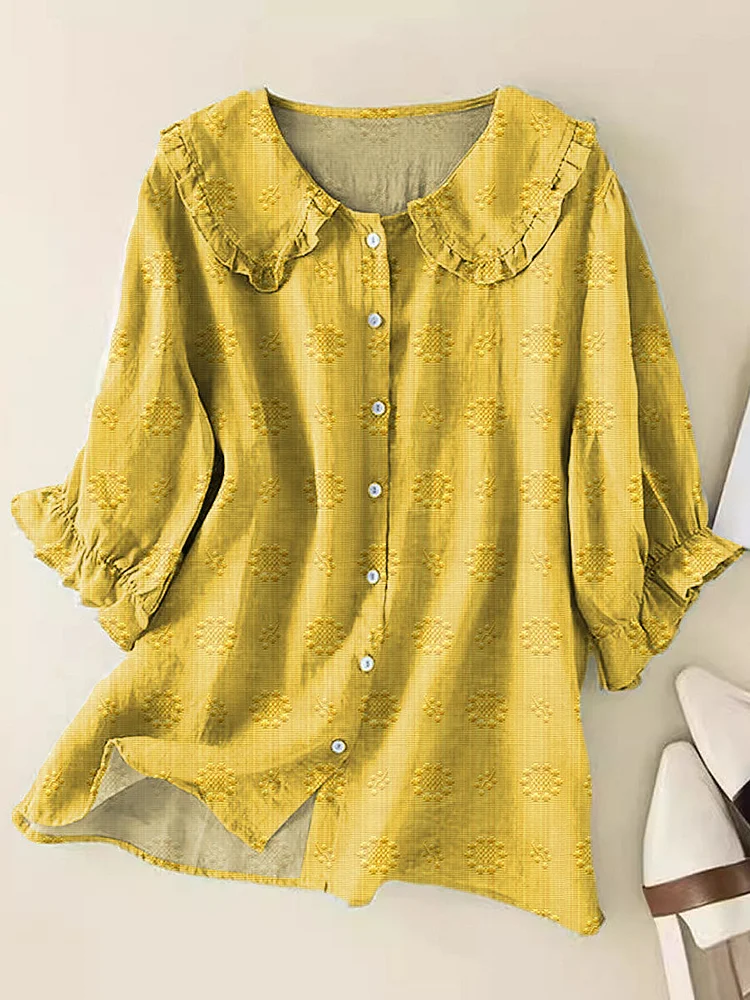 Women's Floral Print Casual Peter Pan Collar Shirt