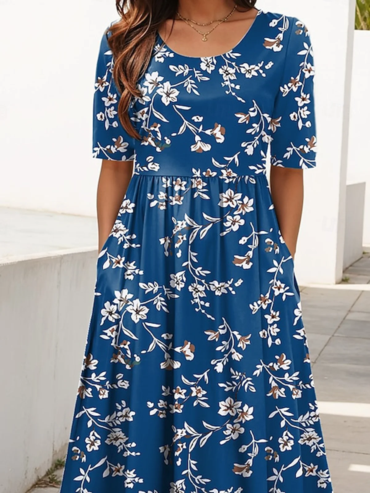 Floral Casual Dress With No