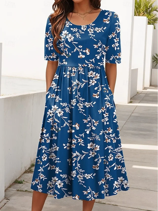 Floral Casual Dress With No