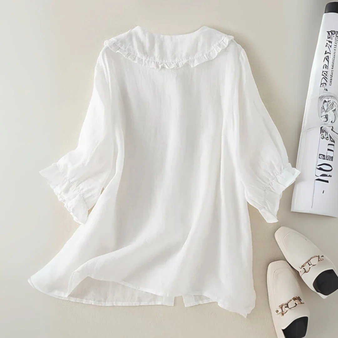 Women's Casual Cute Doll Collar Short Sleeve Shirt