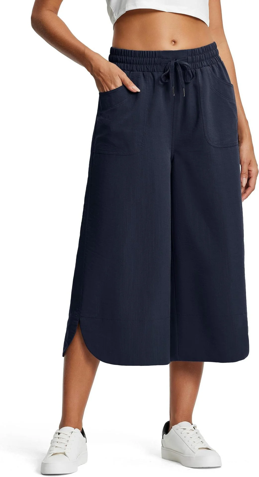 Women's  H-Line Wide Leg Pants Daily Going Out Pants Purplish blue Casual Pocket Stitching Plain Summer Pants