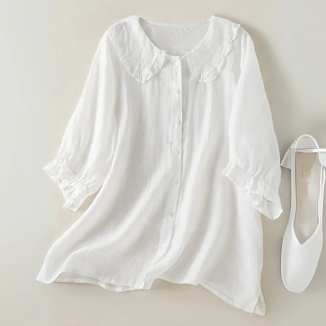 Women's Casual Cute Doll Collar Short Sleeve Shirt