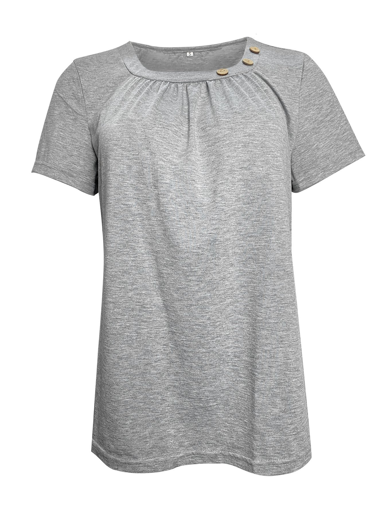 Women Plain Crew Neck Casual Short Sleeve T-shirt