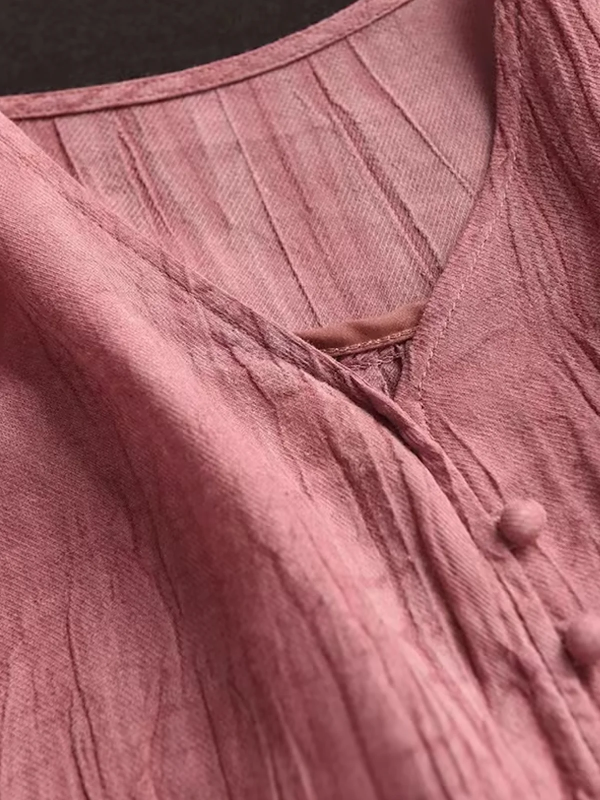 Linen Casual Plain V Neck linen-cotton Blouse